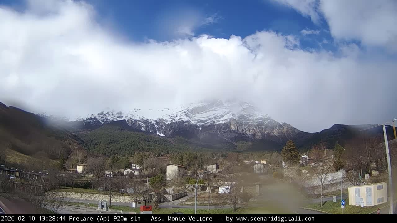 Monte Vettore Mount Panaromic from Pretare Live Cam - Ascoli Piceno, Marche, Italy