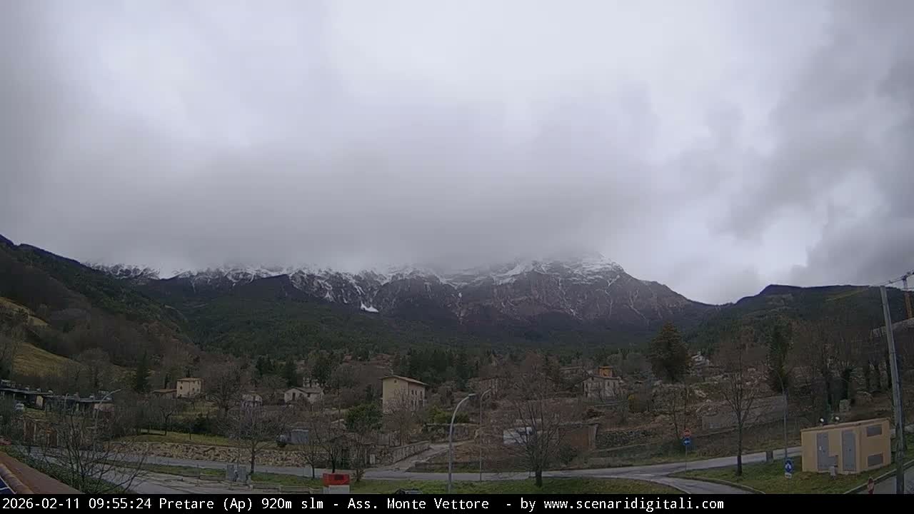 Monte Vettore Mount Panaromic from Pretare Live Cam - Ascoli Piceno, Marche, Italy