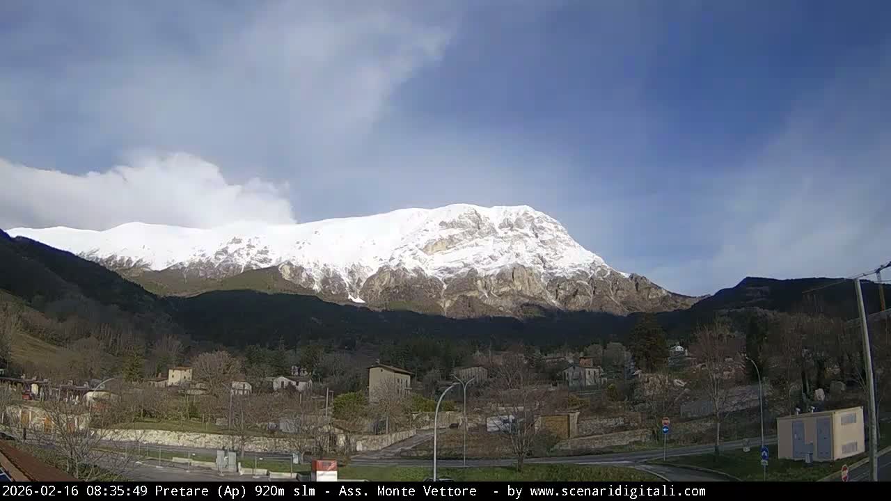 Monte Vettore Mount Panaromic from Pretare Live Cam - Ascoli Piceno, Marche, Italy