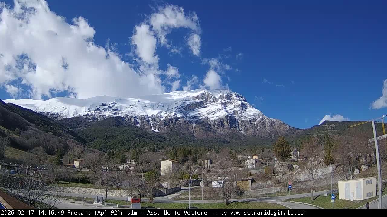 Monte Vettore Mount Panaromic from Pretare Live Cam - Ascoli Piceno, Marche, Italy