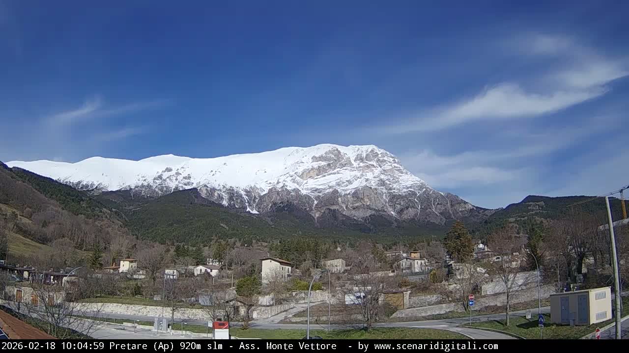 Monte Vettore Mount Panaromic from Pretare Live Cam - Ascoli Piceno, Marche, Italy