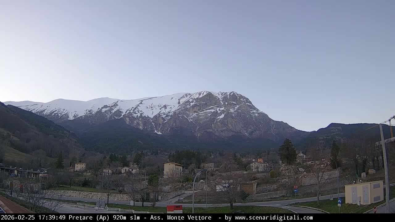 Monte Vettore Mount Panaromic from Pretare Live Cam - Ascoli Piceno, Marche, Italy