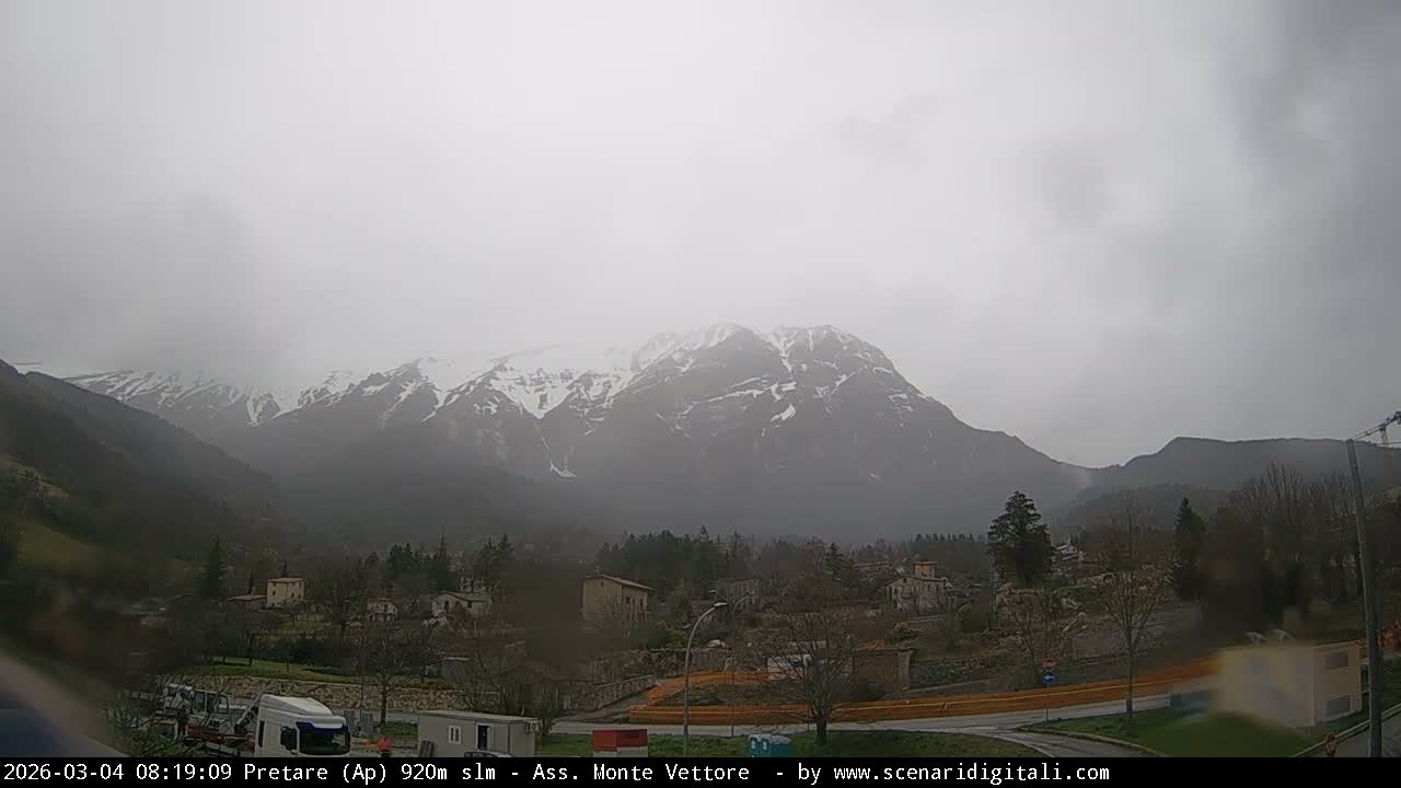 Monte Vettore Mount Panaromic from Pretare Live Cam - Ascoli Piceno, Marche, Italy