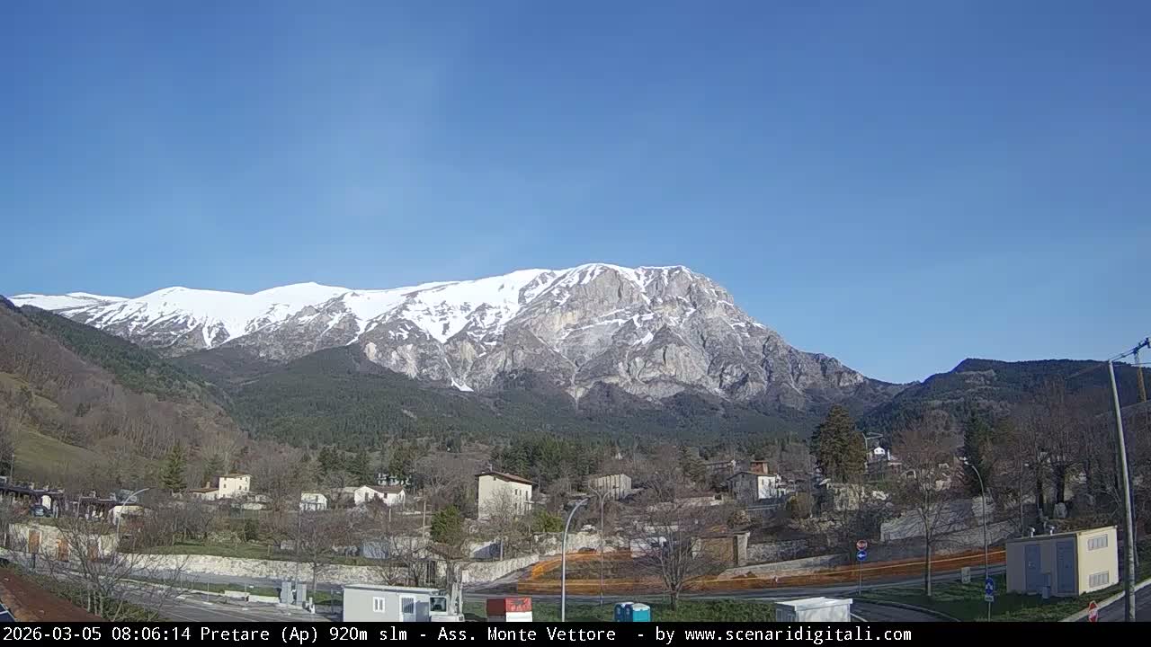 Monte Vettore Mount Panaromic from Pretare Live Cam - Ascoli Piceno, Marche, Italy