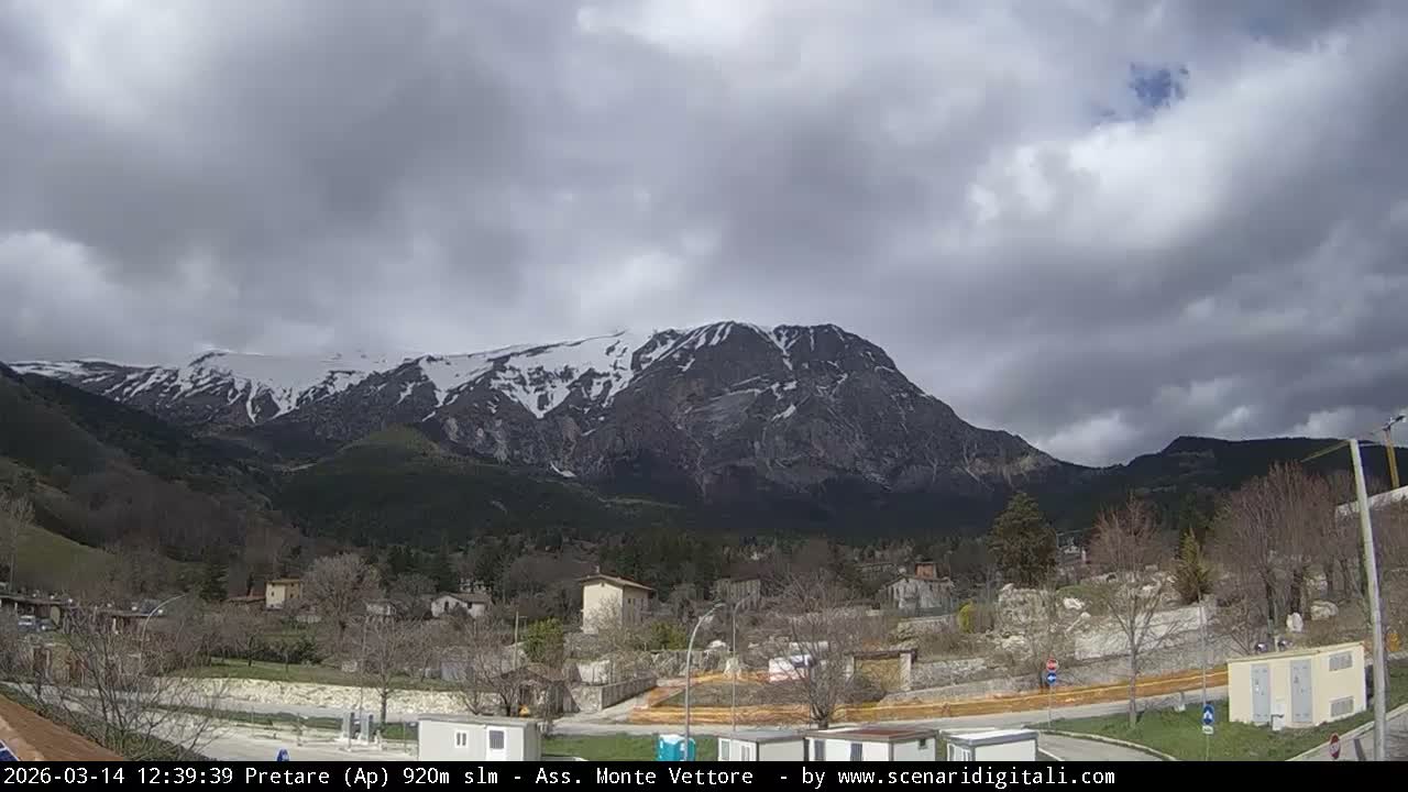 Monte Vettore Mount Panaromic from Pretare Live Cam - Ascoli Piceno, Marche, Italy