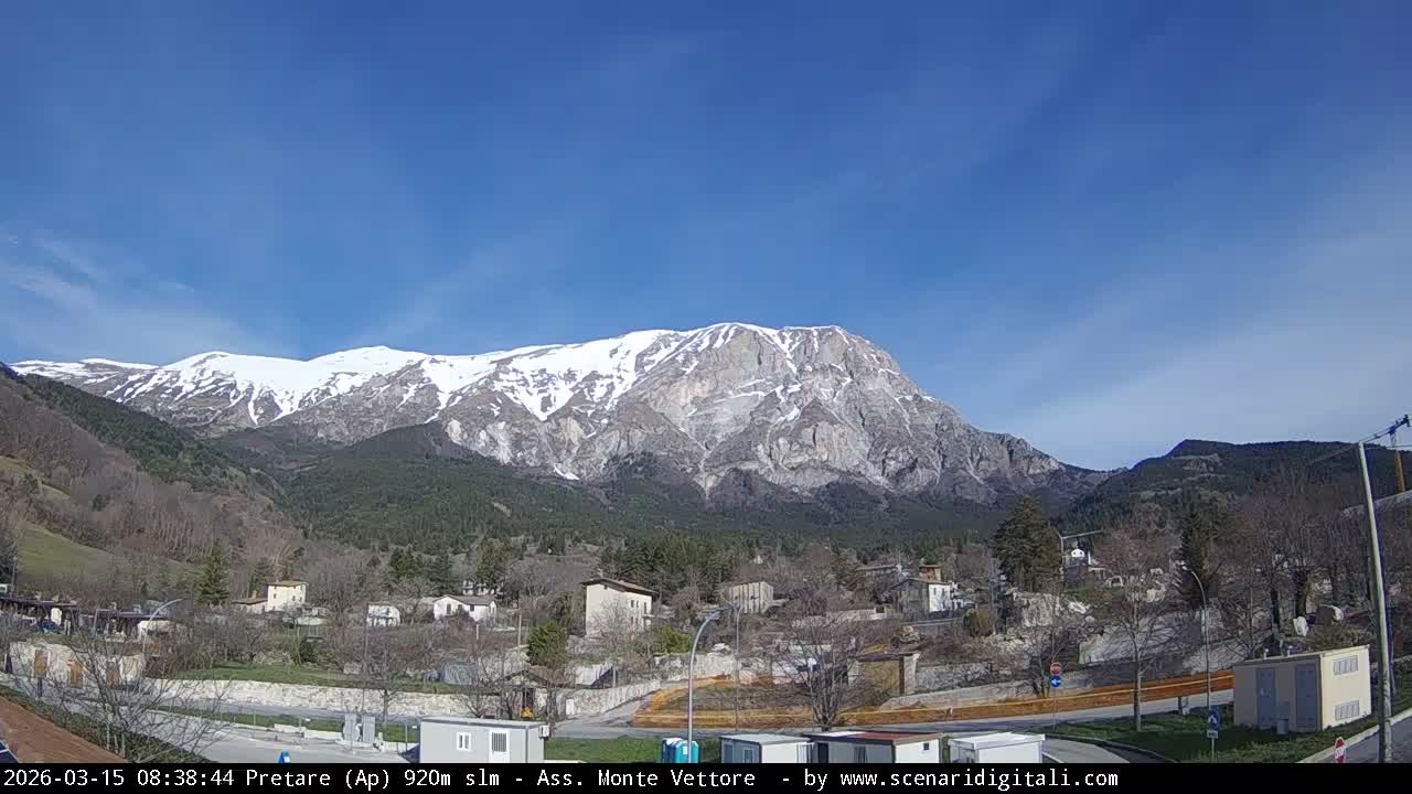 Monte Vettore Mount Panaromic from Pretare Live Cam - Ascoli Piceno, Marche, Italy