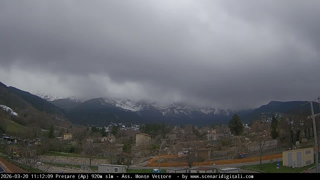 Monte Vettore Mount Panaromic from Pretare Live Cam - Ascoli Piceno, Marche, Italy