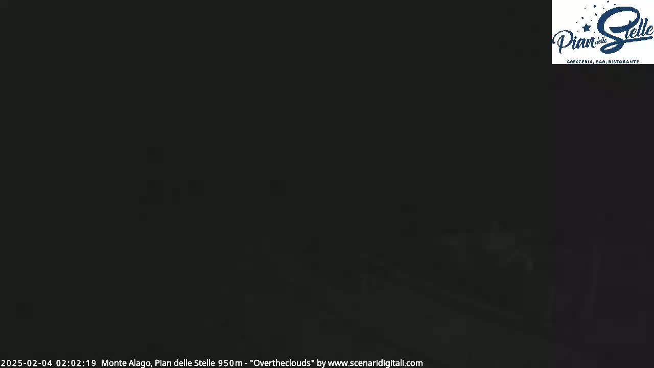 A dark, nighttime scene shows a blurry, indistinct landscape under a completely overcast sky.