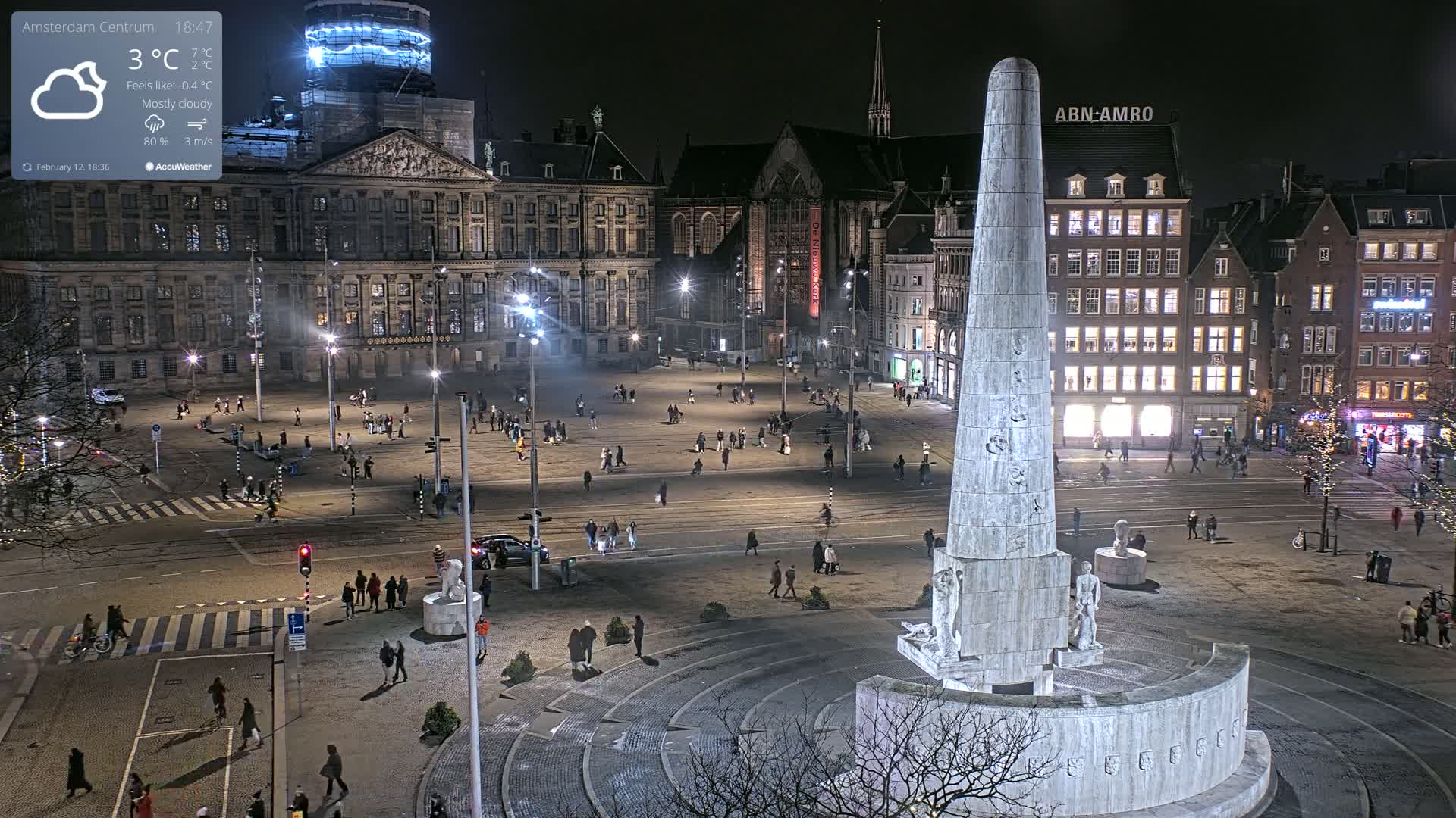 Amsterdam De Dam Square Live Cam - North Holland, Netherlands