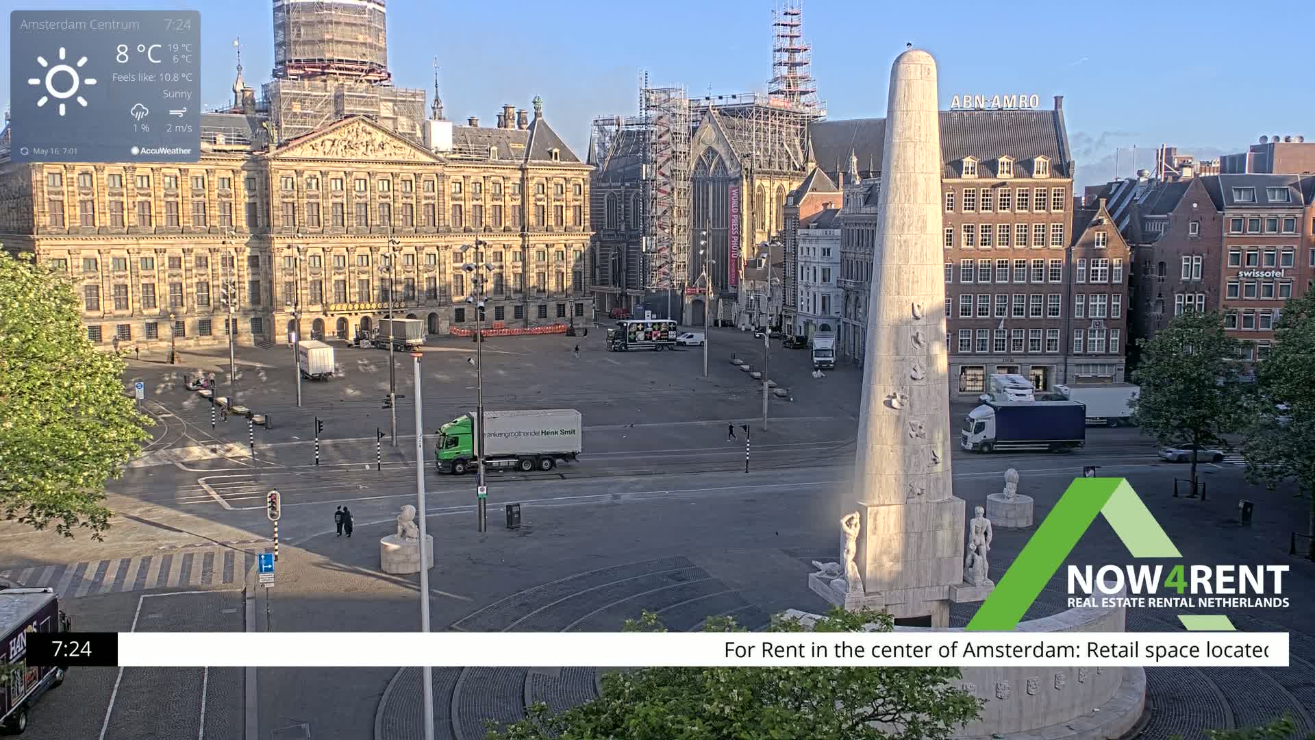 Amsterdam De Dam Square Live Cam - North Holland, Netherlands