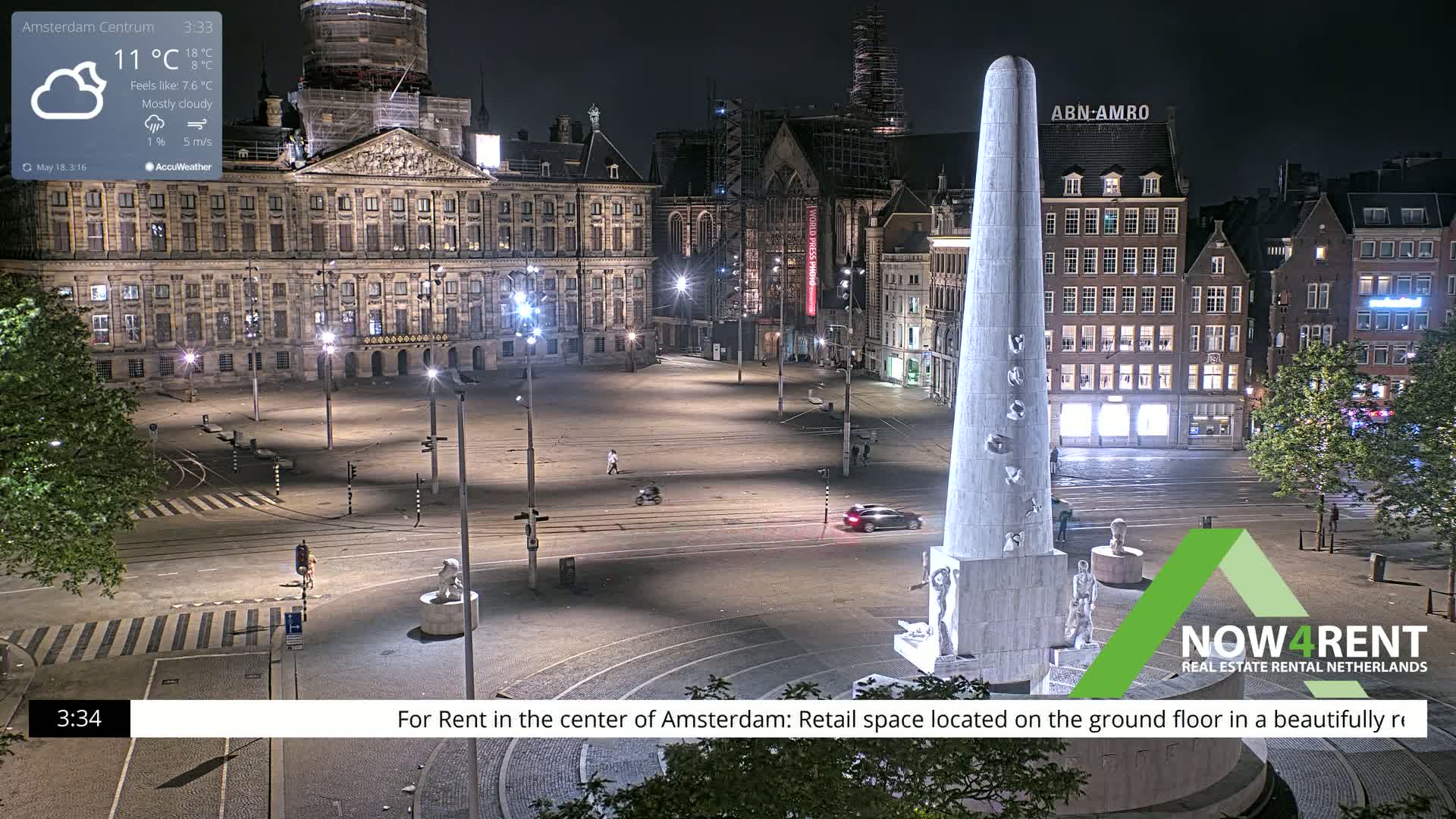 Amsterdam De Dam Square Live Cam - North Holland, Netherlands