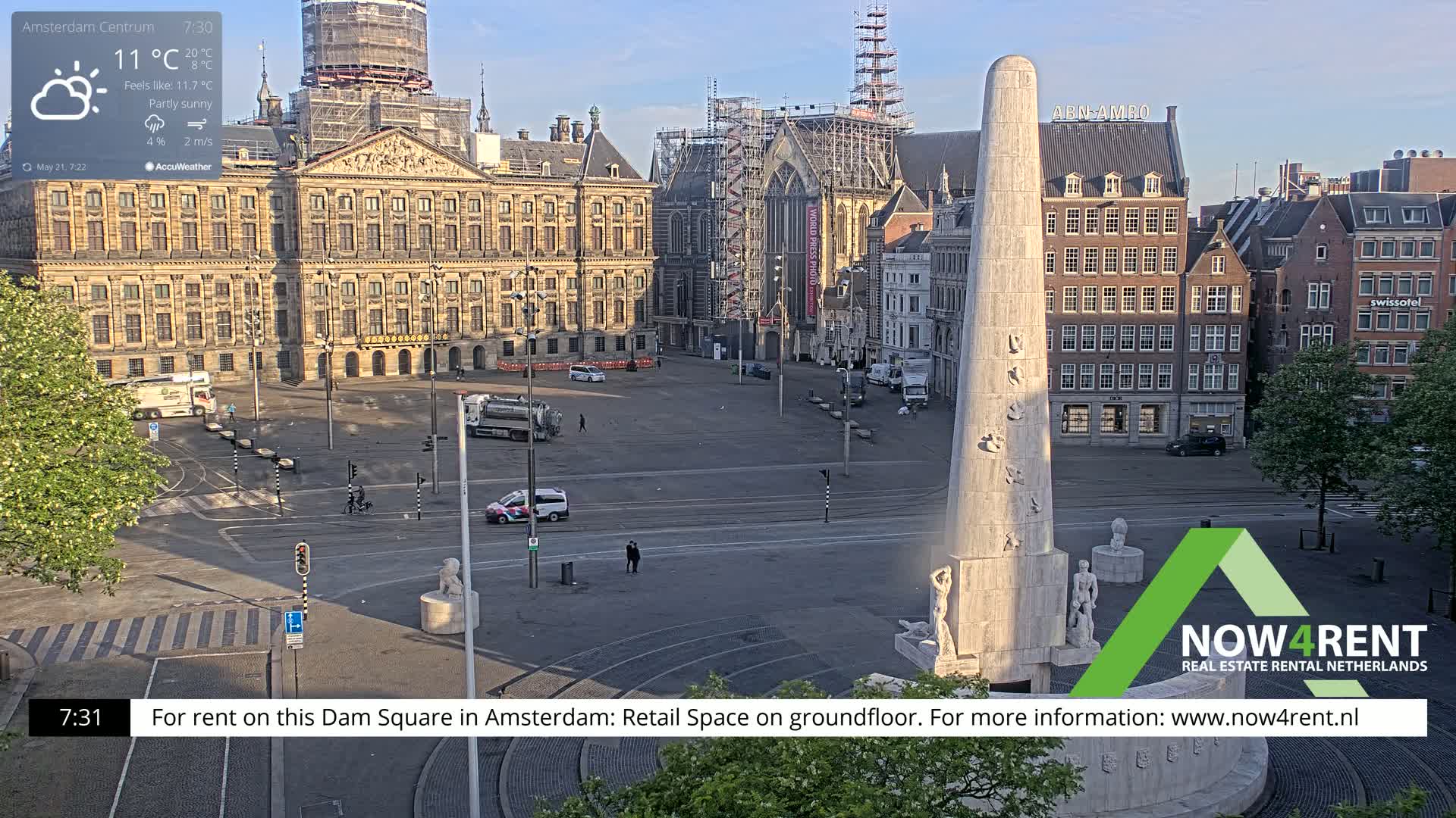 Amsterdam De Dam Square Live Cam - North Holland, Netherlands