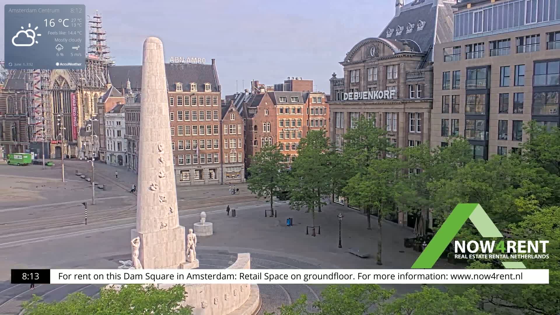 Amsterdam De Dam Square Live Cam - North Holland, Netherlands
