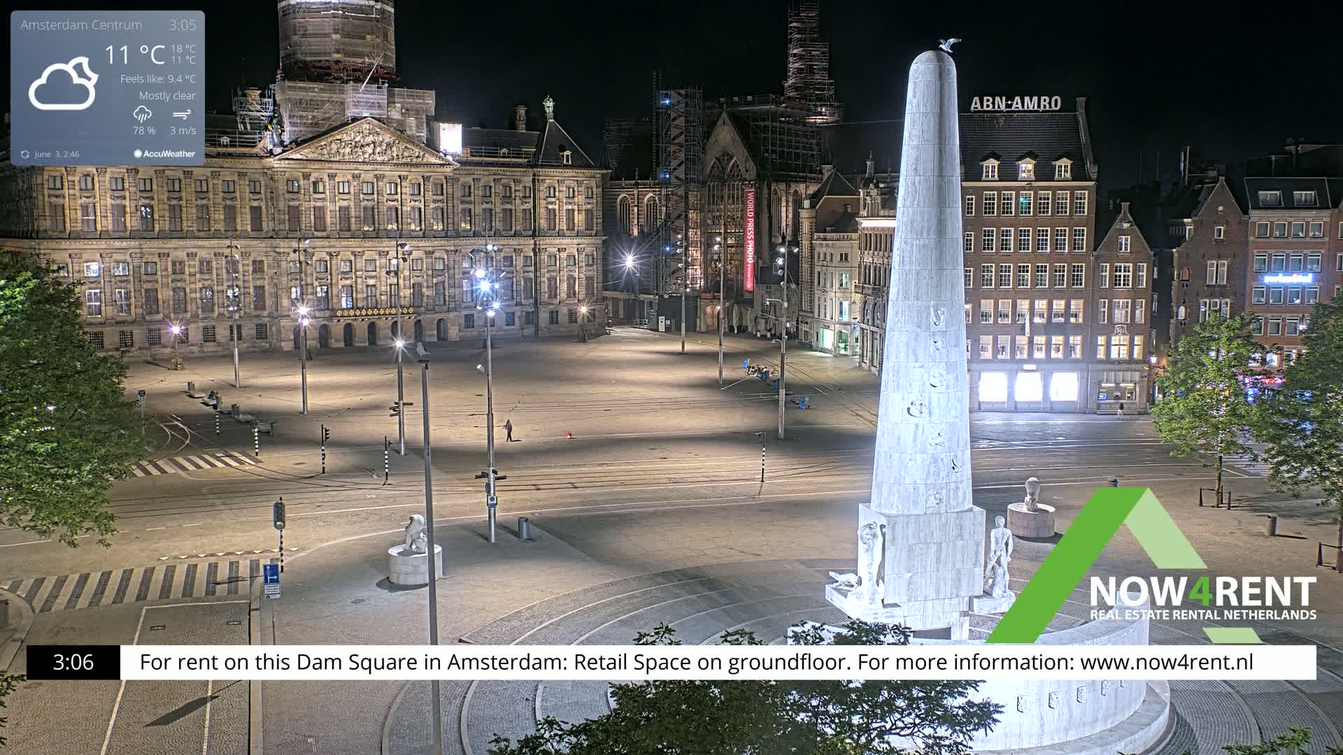Amsterdam De Dam Square Live Cam - North Holland, Netherlands