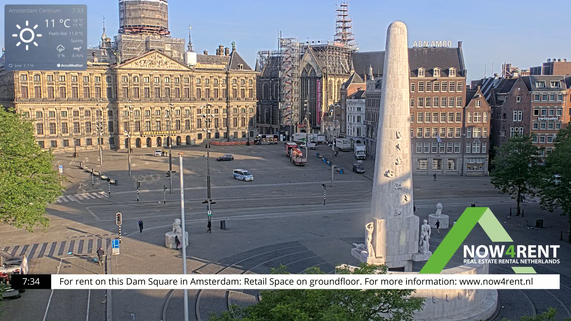 Amsterdam De Dam Square Live Cam - North Holland, Netherlands