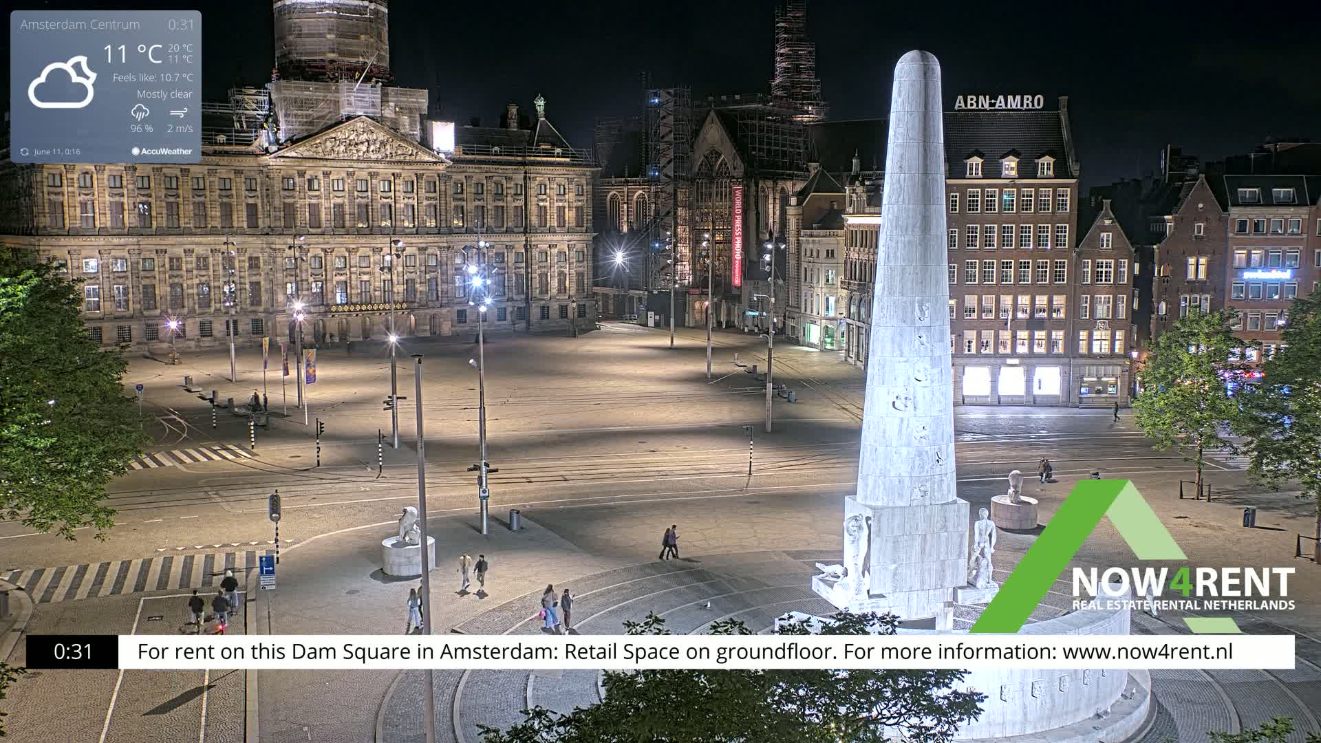 Amsterdam De Dam Square Live Cam - North Holland, Netherlands