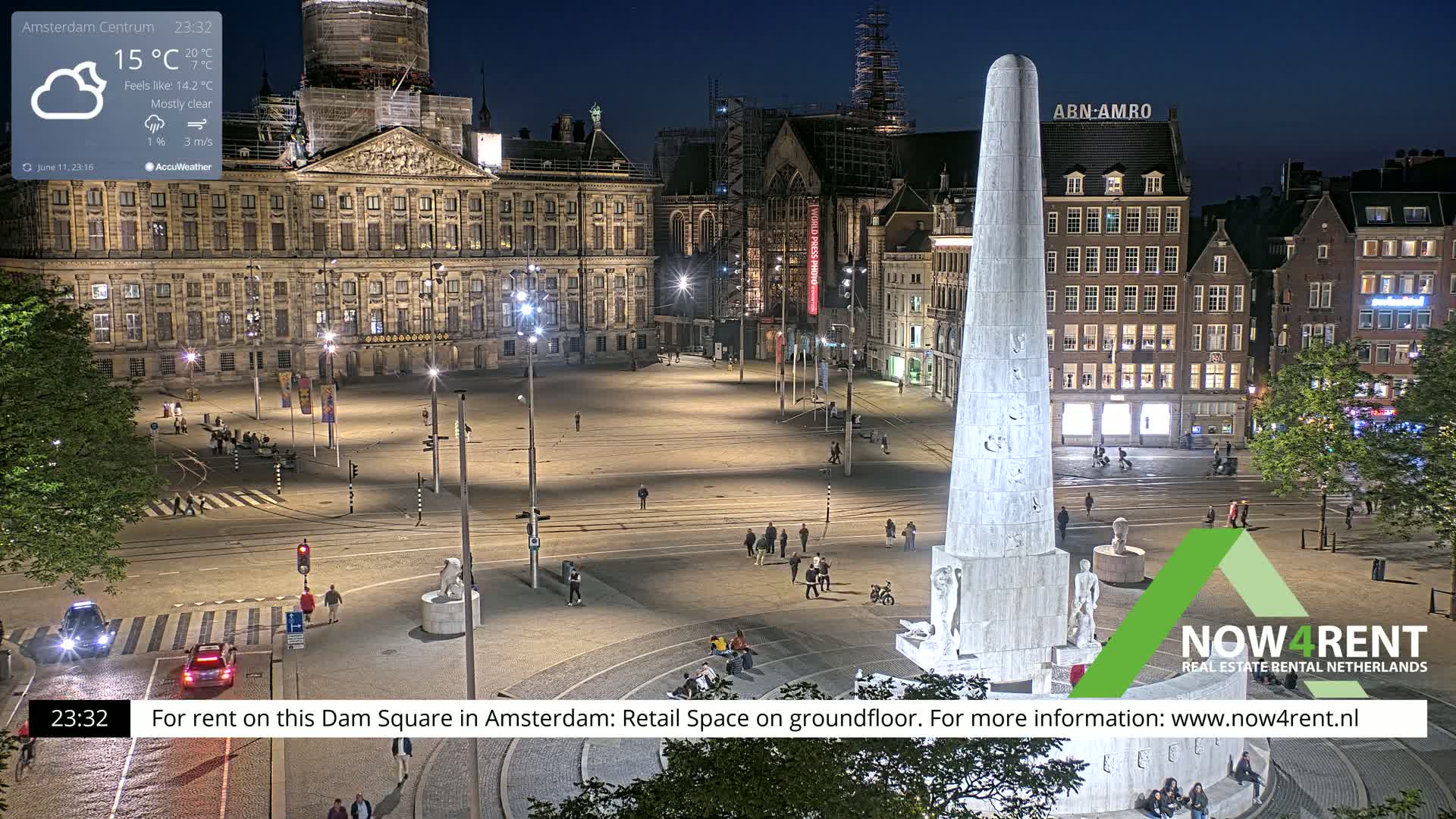 Amsterdam De Dam Square Live Cam - North Holland, Netherlands