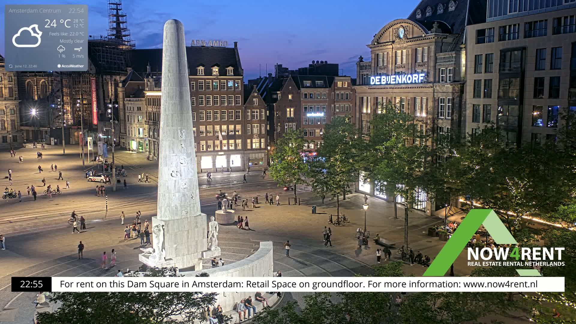 Amsterdam De Dam Square Live Cam - North Holland, Netherlands
