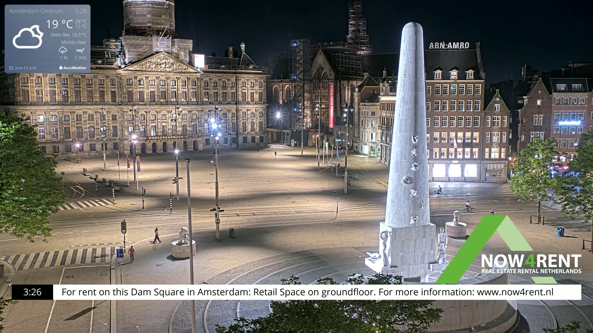 Amsterdam De Dam Square Live Cam - North Holland, Netherlands