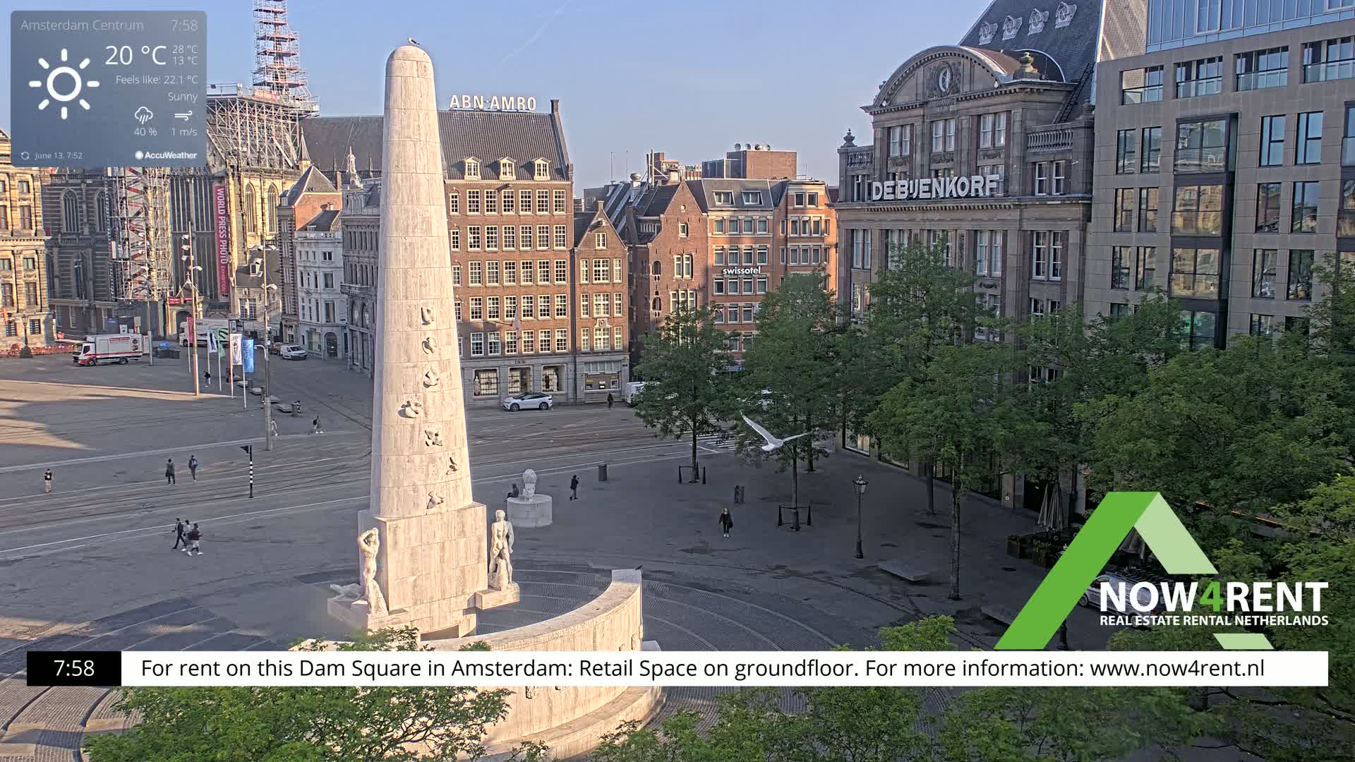 Amsterdam De Dam Square Live Cam - North Holland, Netherlands