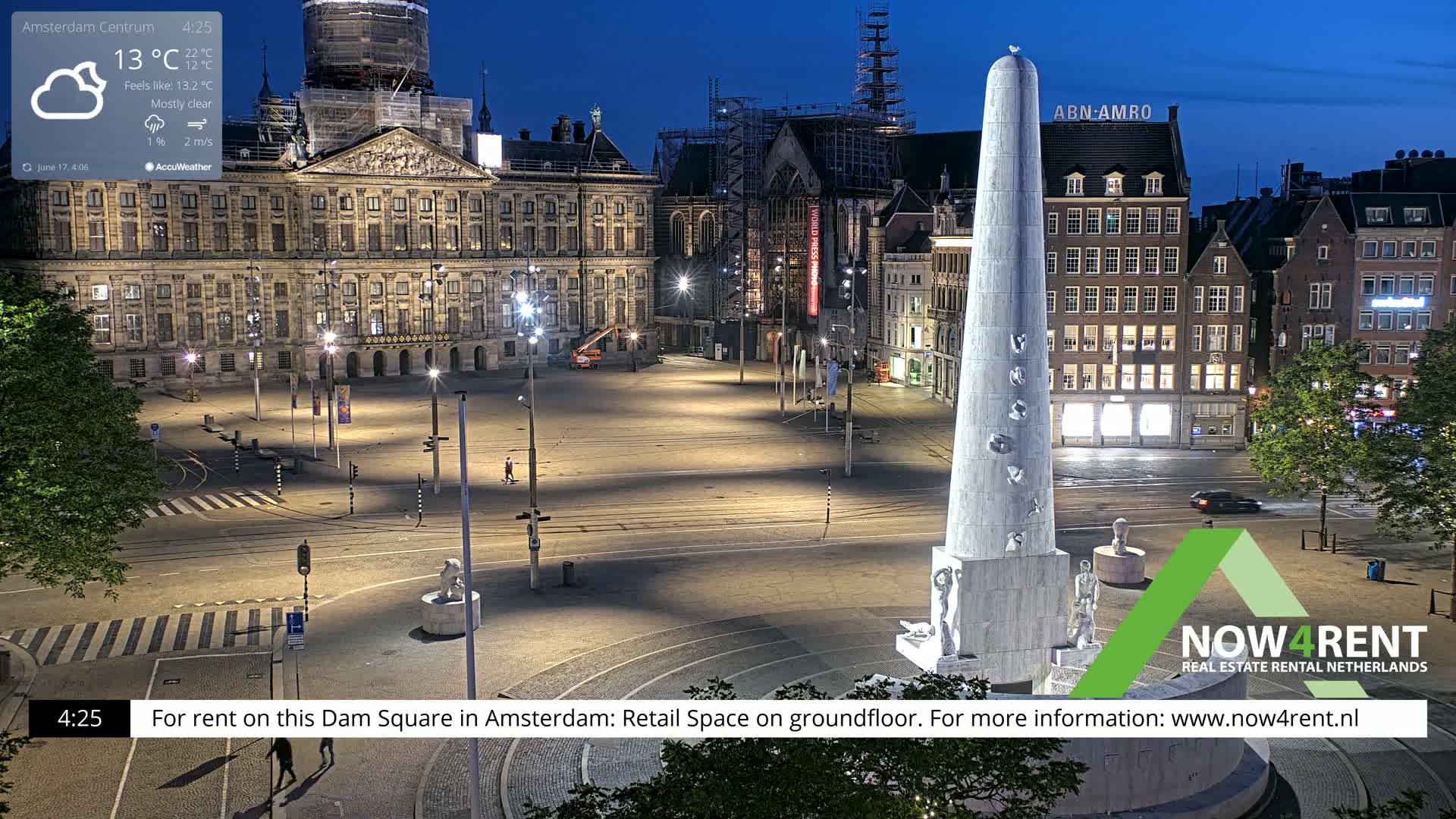 Amsterdam De Dam Square Live Cam - North Holland, Netherlands
