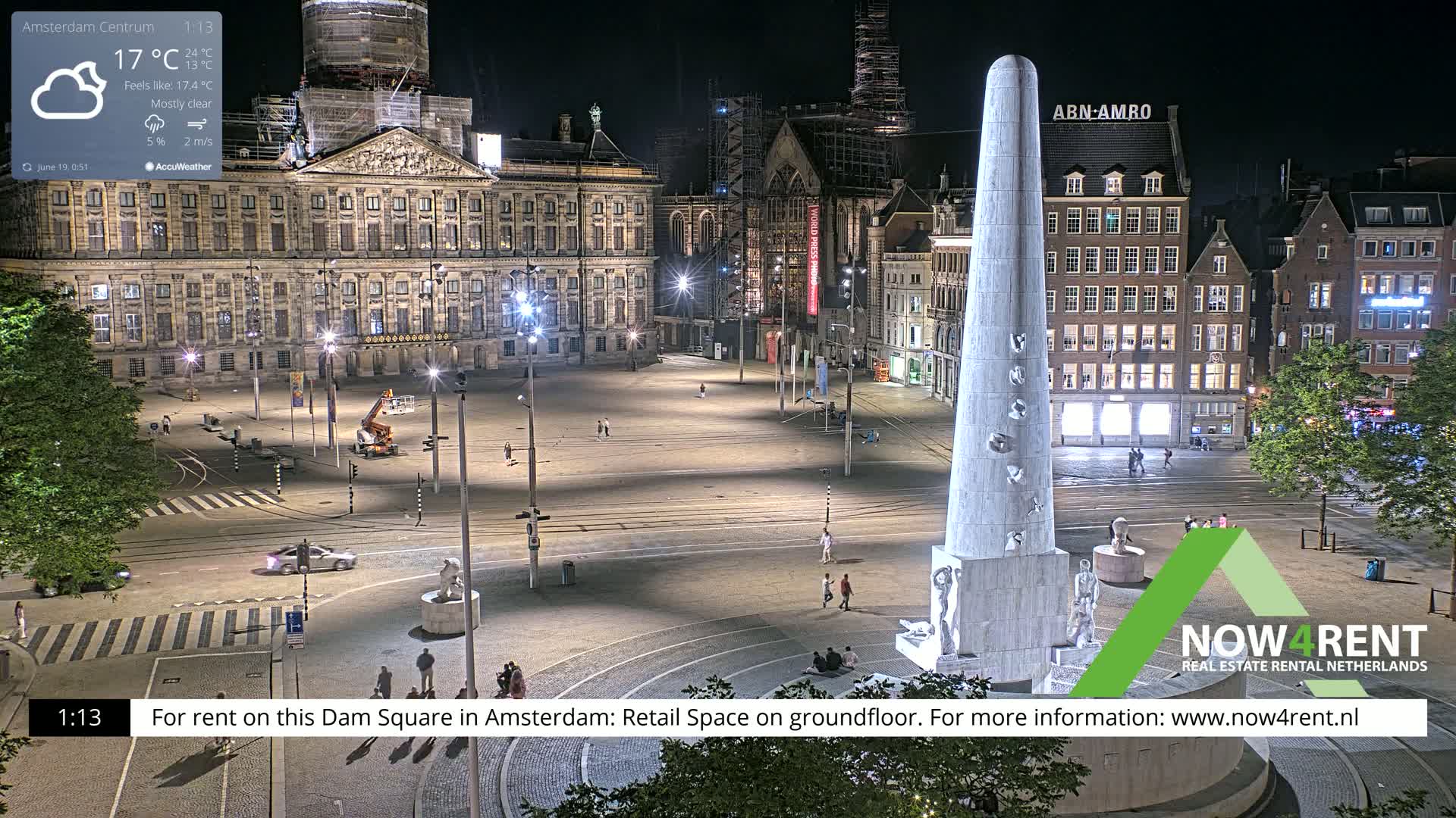 Amsterdam De Dam Square Live Cam - North Holland, Netherlands