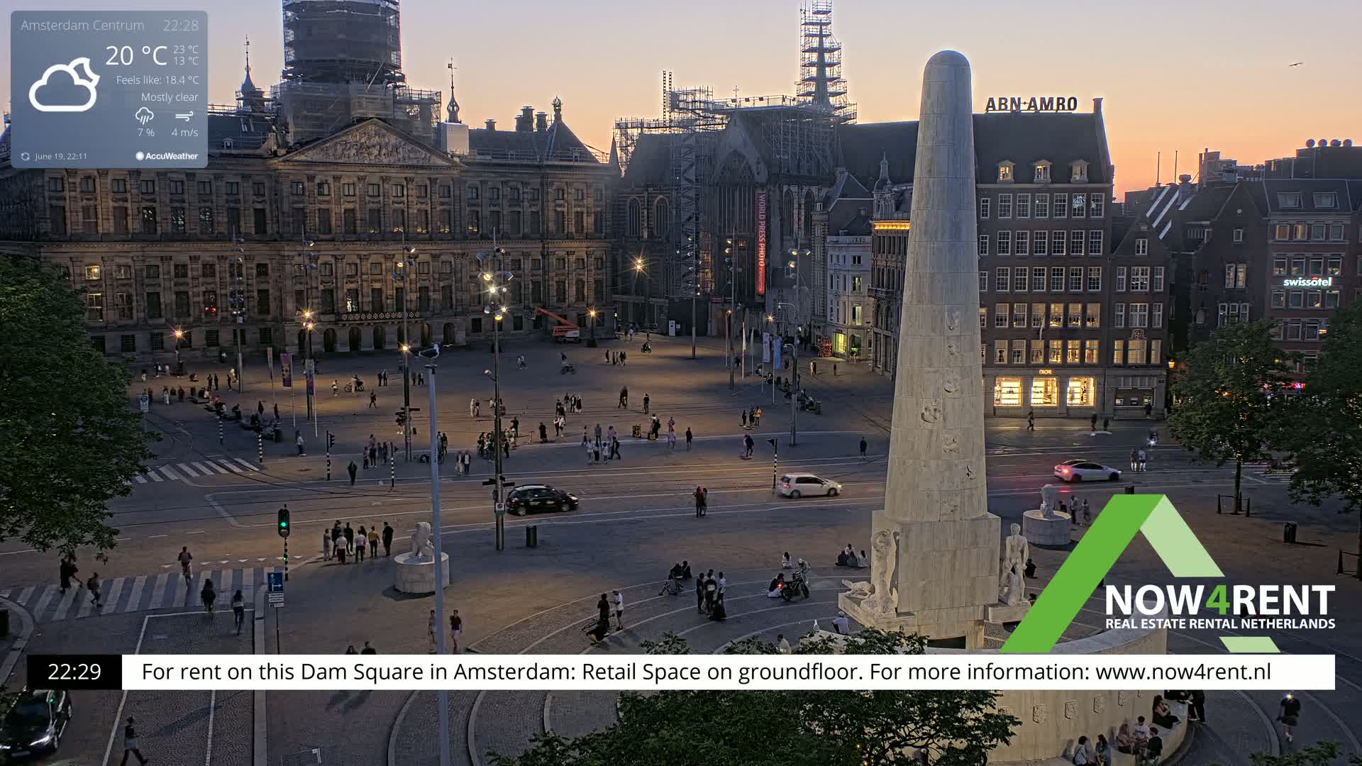 Amsterdam De Dam Square Live Cam - North Holland, Netherlands