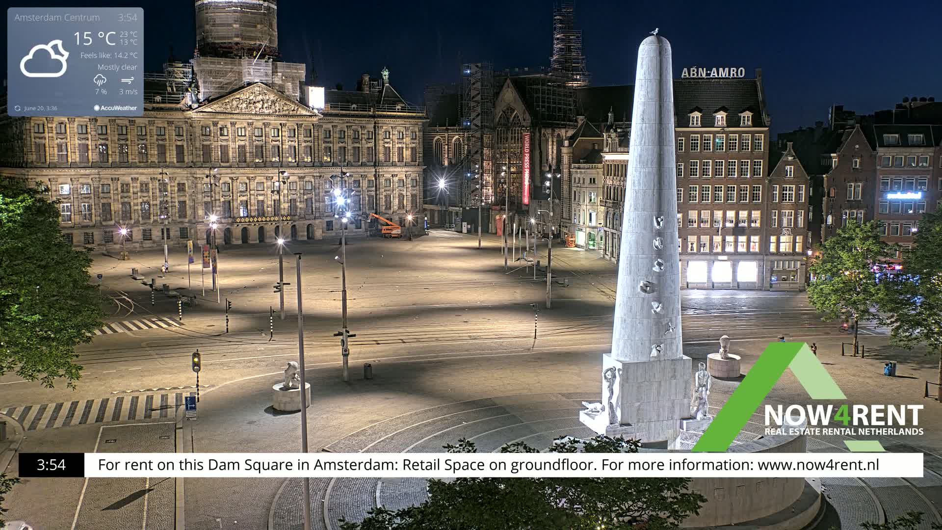 Amsterdam De Dam Square Live Cam - North Holland, Netherlands
