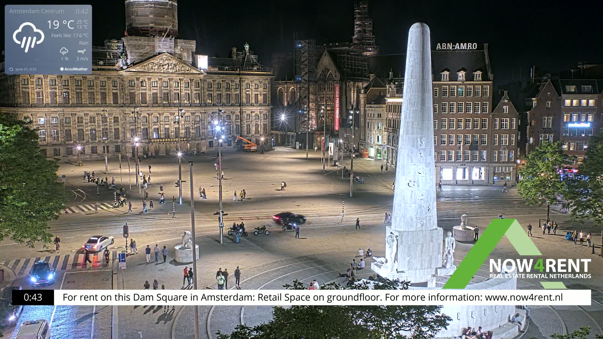 Amsterdam De Dam Square Live Cam - North Holland, Netherlands