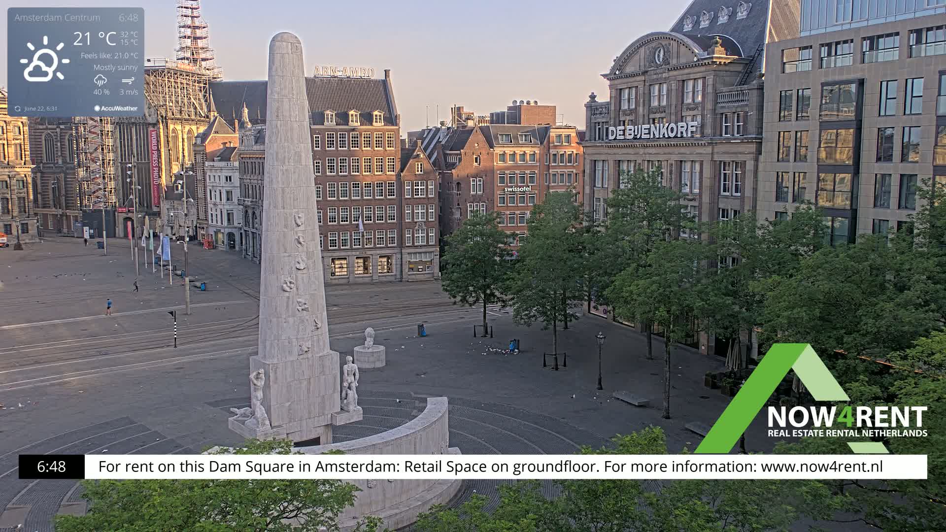 Amsterdam De Dam Square Live Cam - North Holland, Netherlands