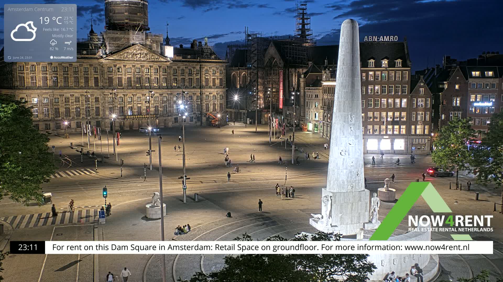 Amsterdam De Dam Square Live Cam - North Holland, Netherlands