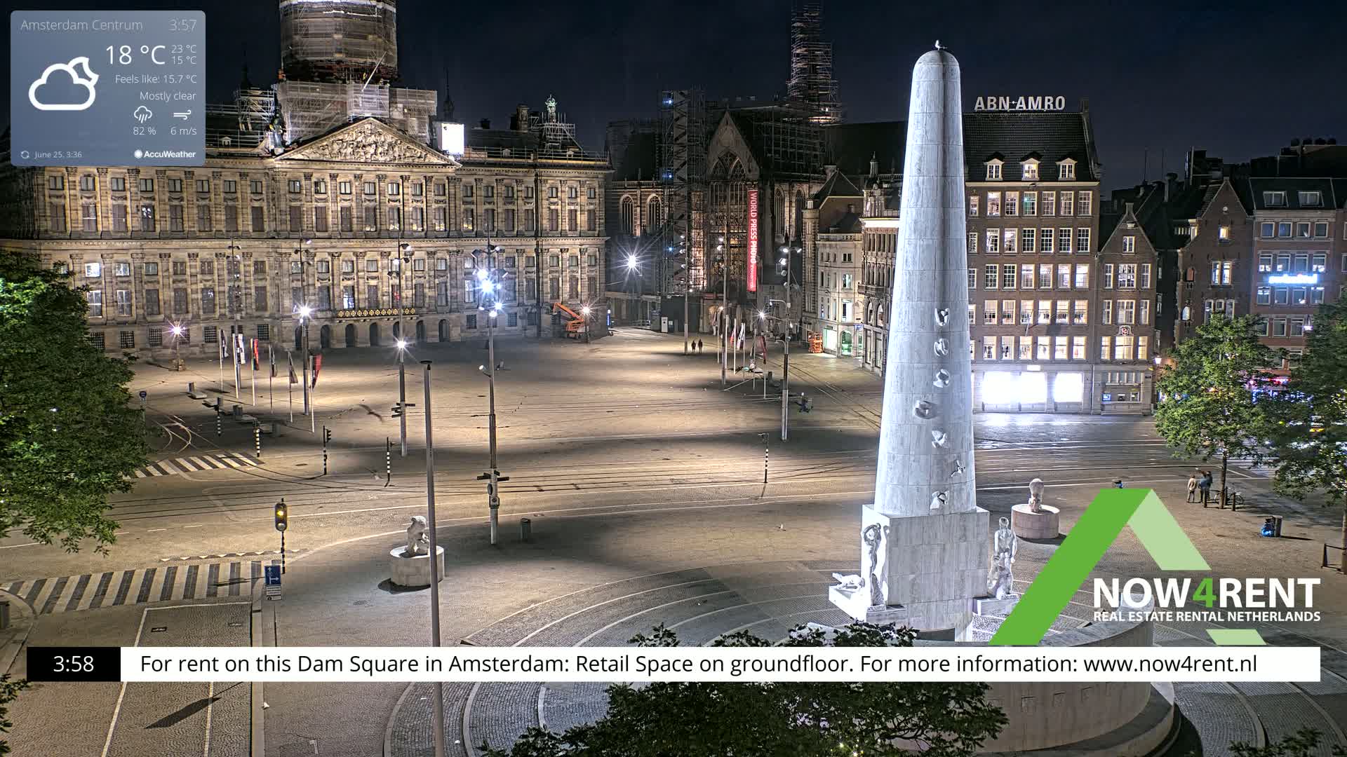 Amsterdam De Dam Square Live Cam - North Holland, Netherlands