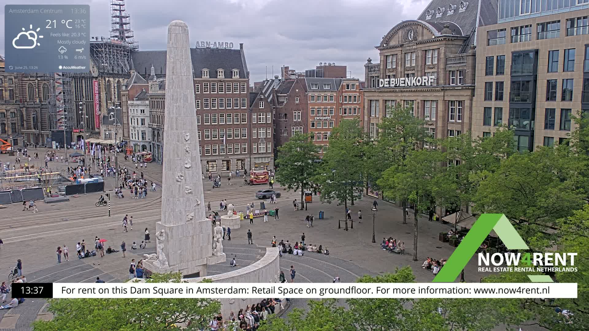 Amsterdam De Dam Square Live Cam - North Holland, Netherlands
