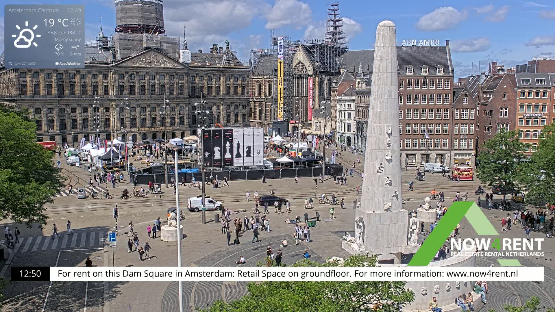 Amsterdam De Dam Square Live Cam - North Holland, Netherlands