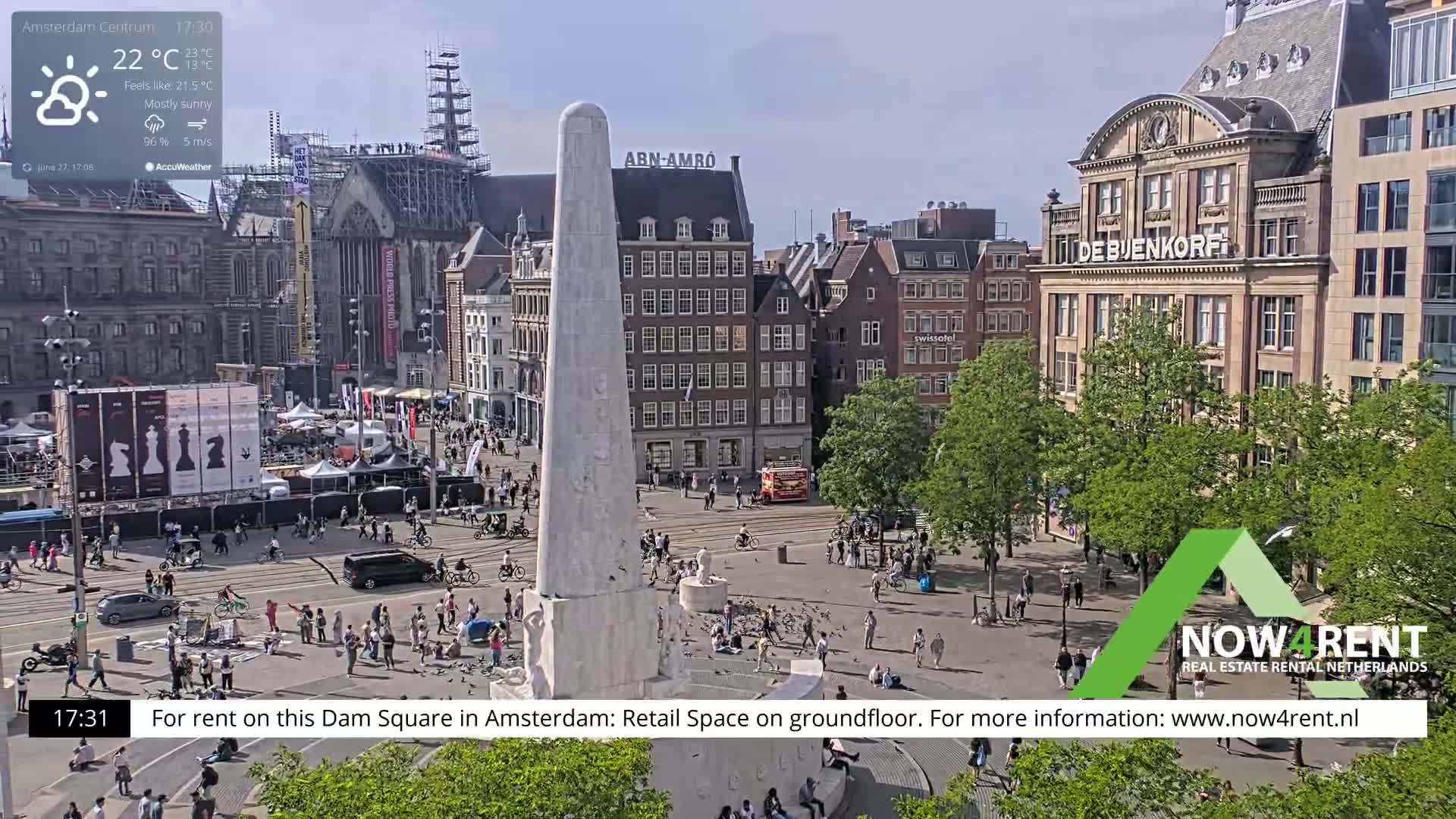 Amsterdam De Dam Square Live Cam - North Holland, Netherlands