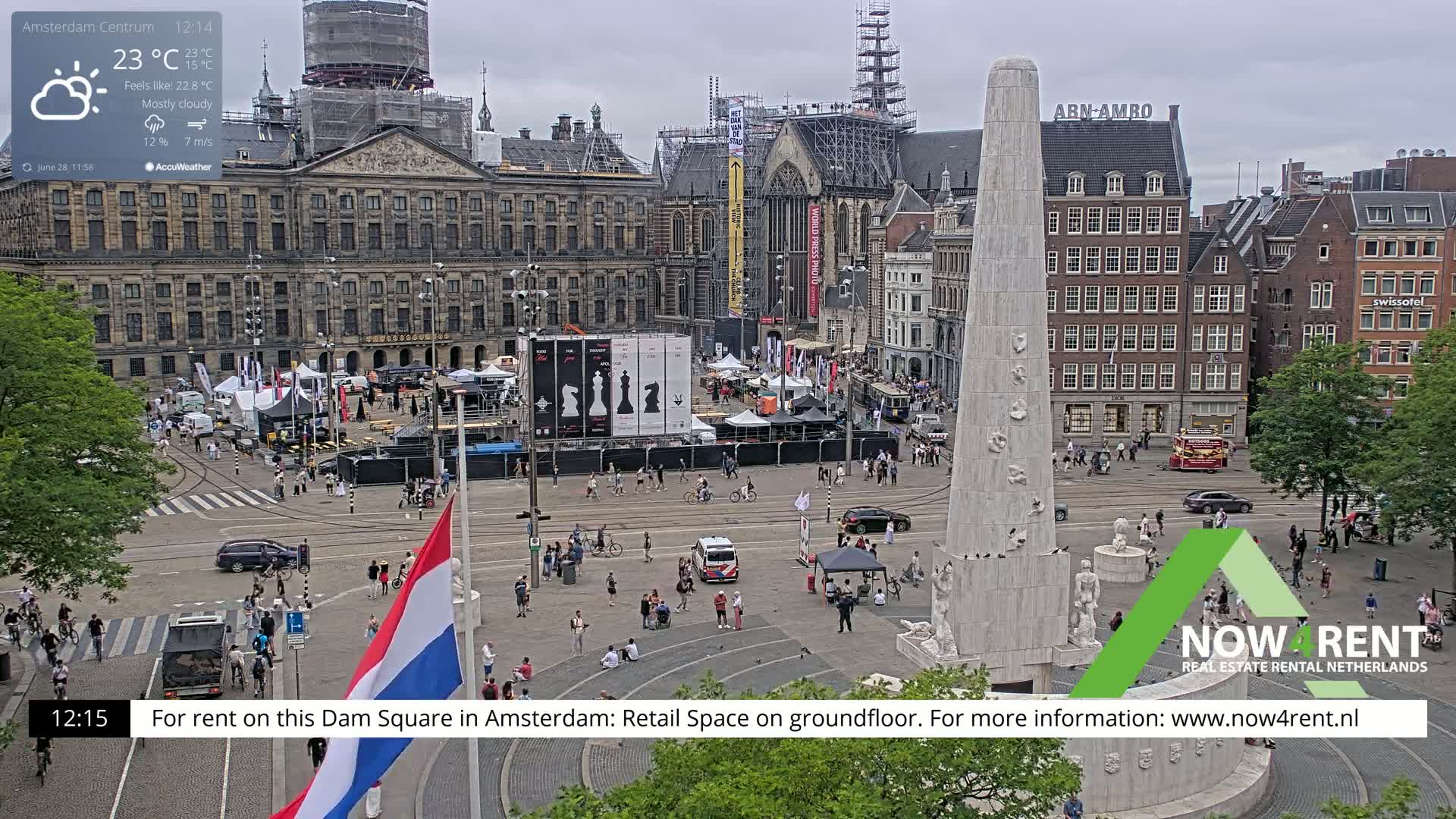 Amsterdam De Dam Square Live Cam - North Holland, Netherlands