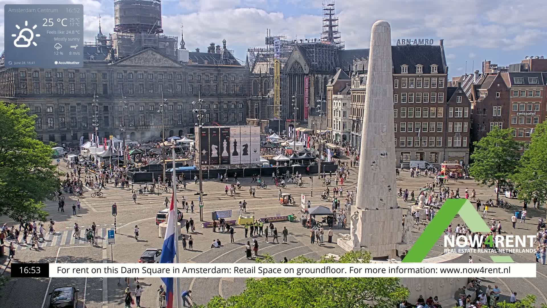 Amsterdam De Dam Square Live Cam - North Holland, Netherlands