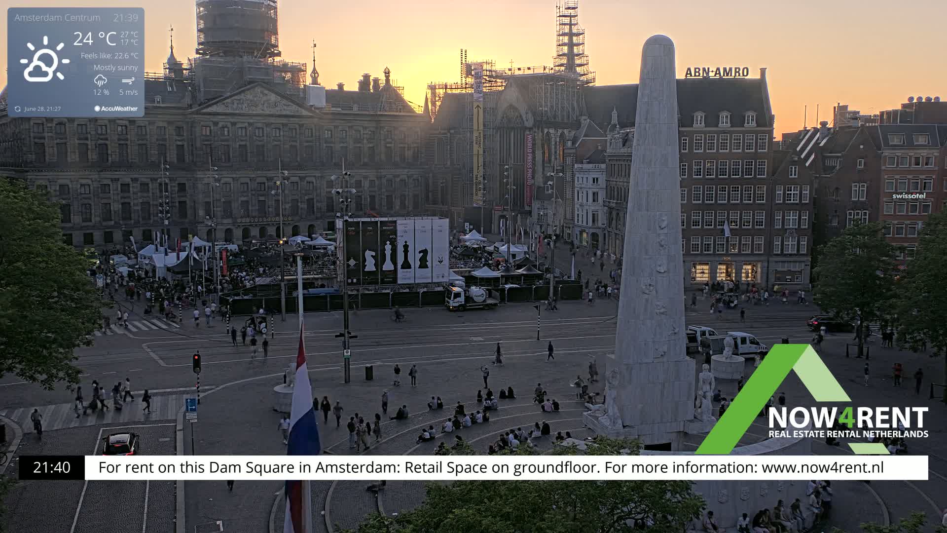 Amsterdam De Dam Square Live Cam - North Holland, Netherlands