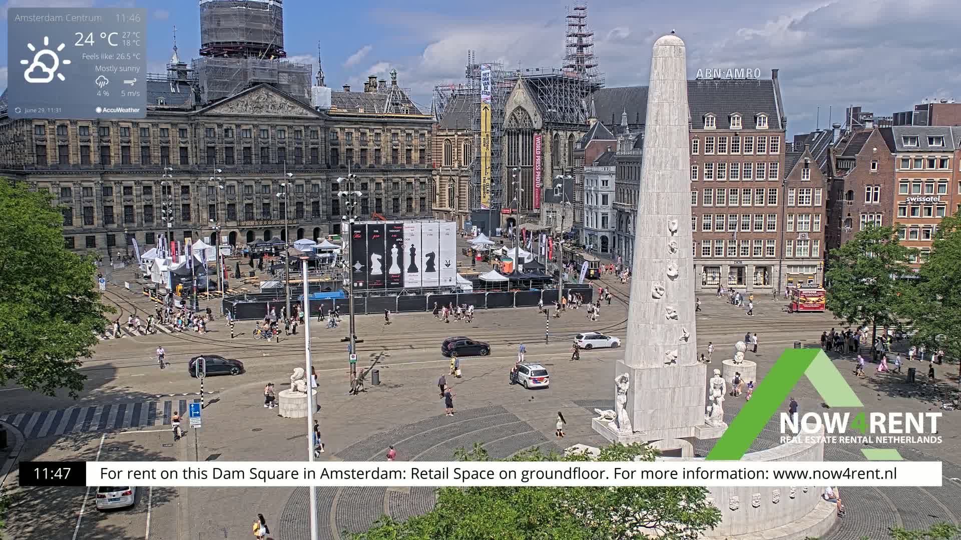 Amsterdam De Dam Square Live Cam - North Holland, Netherlands