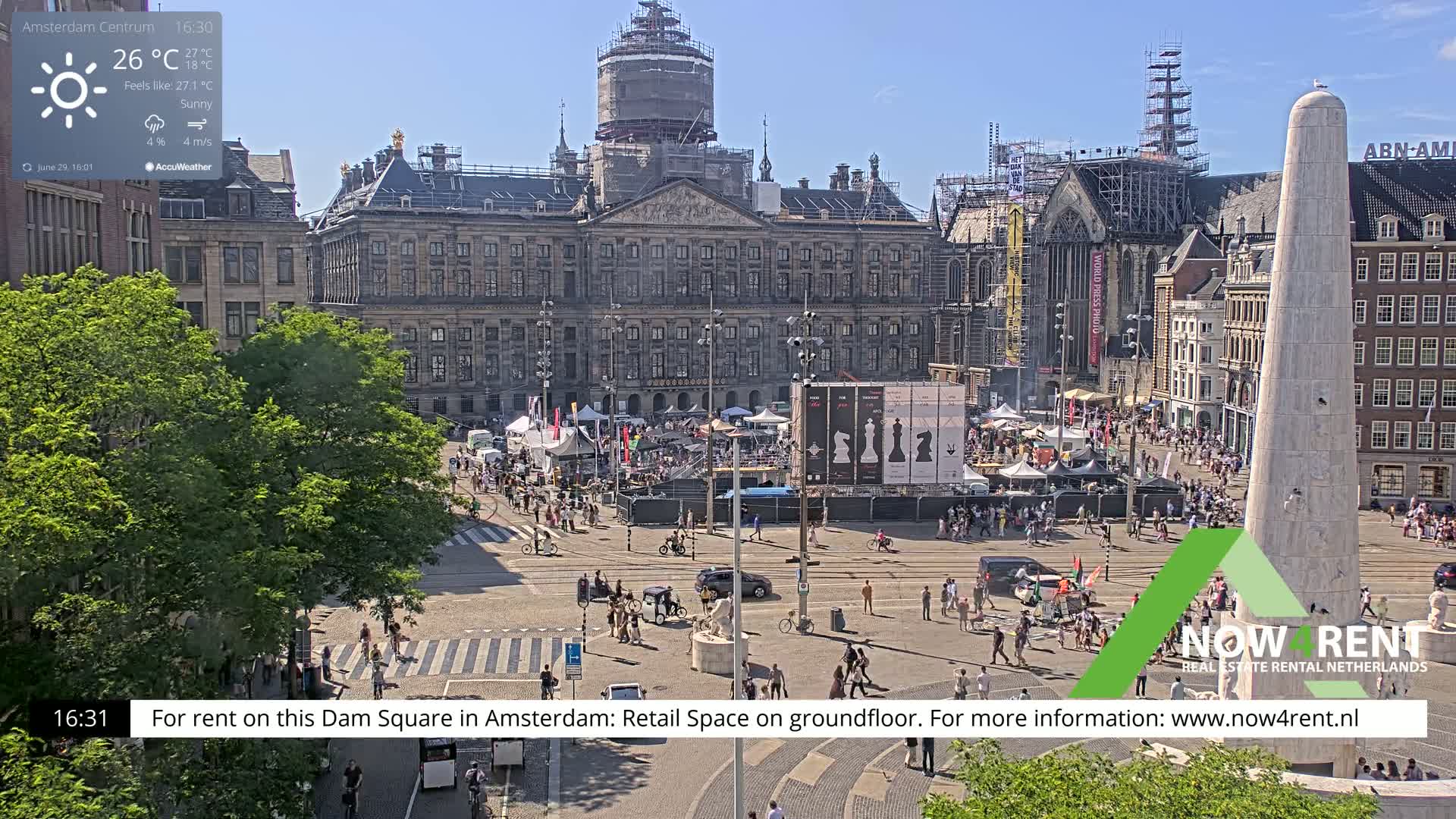 Amsterdam De Dam Square Live Cam - North Holland, Netherlands