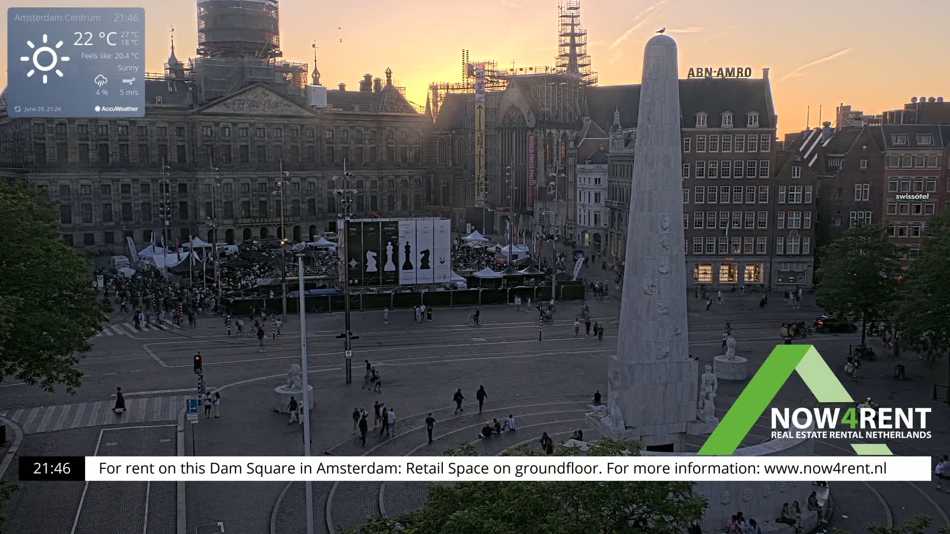 Amsterdam De Dam Square Live Cam - North Holland, Netherlands