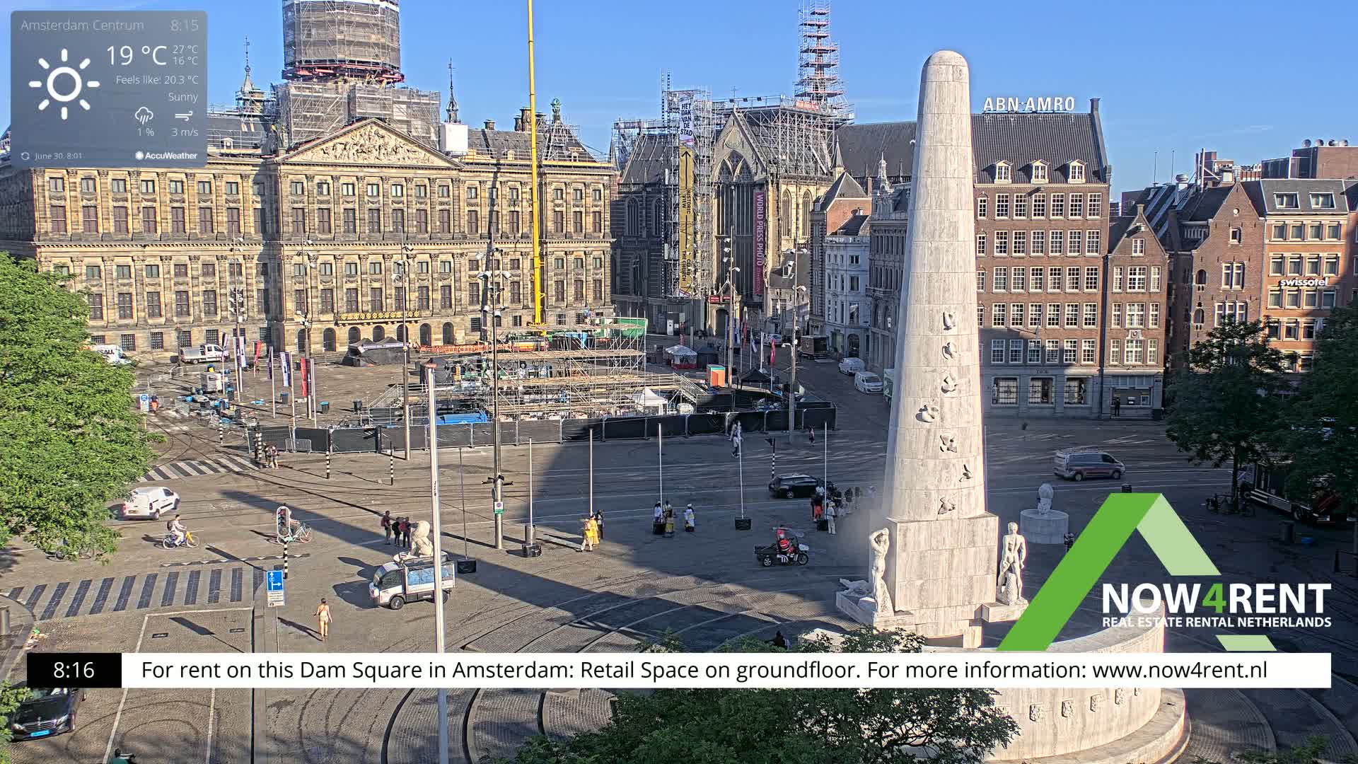Amsterdam De Dam Square Live Cam - North Holland, Netherlands