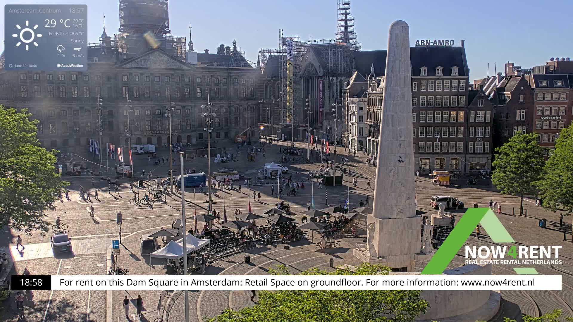 Amsterdam De Dam Square Live Cam - North Holland, Netherlands