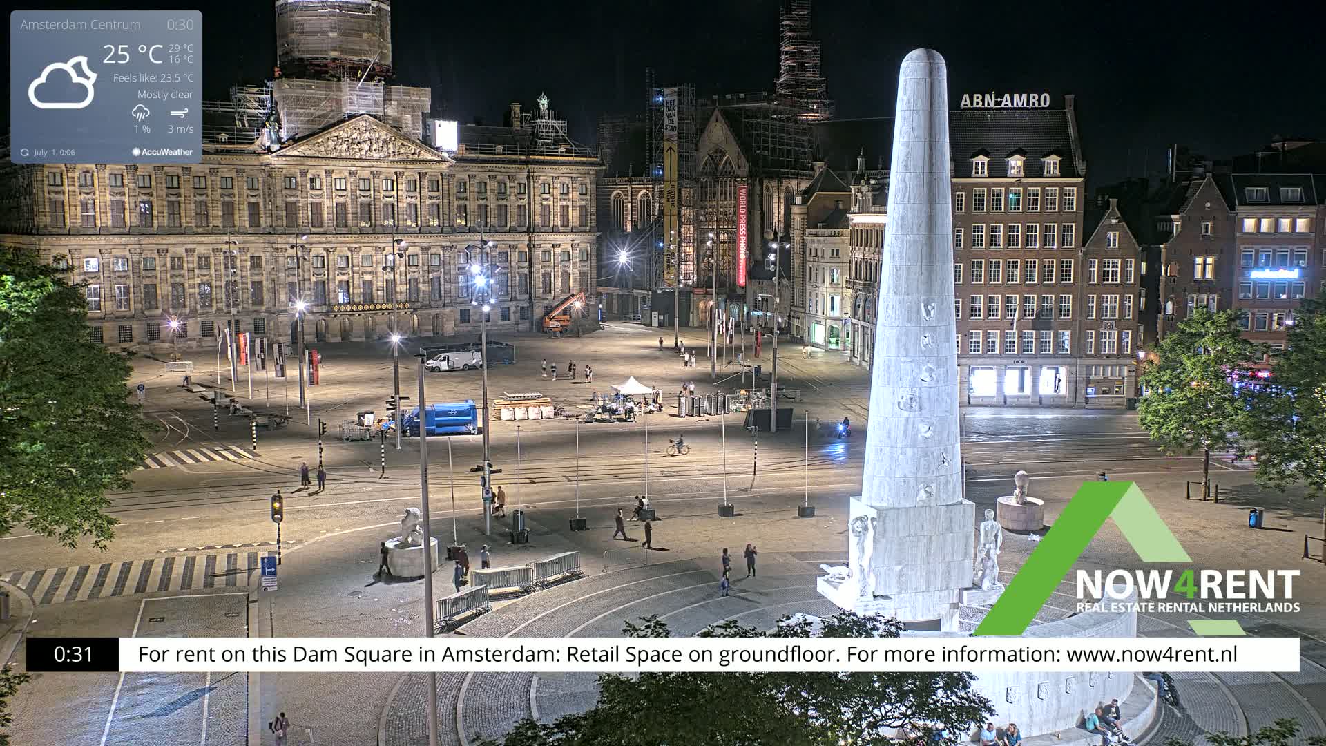 Amsterdam De Dam Square Live Cam - North Holland, Netherlands
