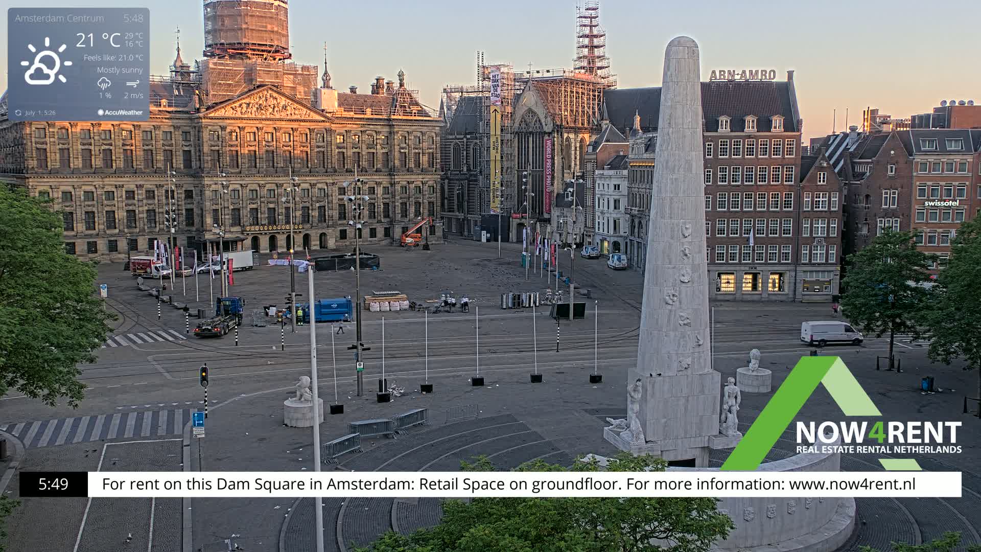Amsterdam De Dam Square Live Cam - North Holland, Netherlands