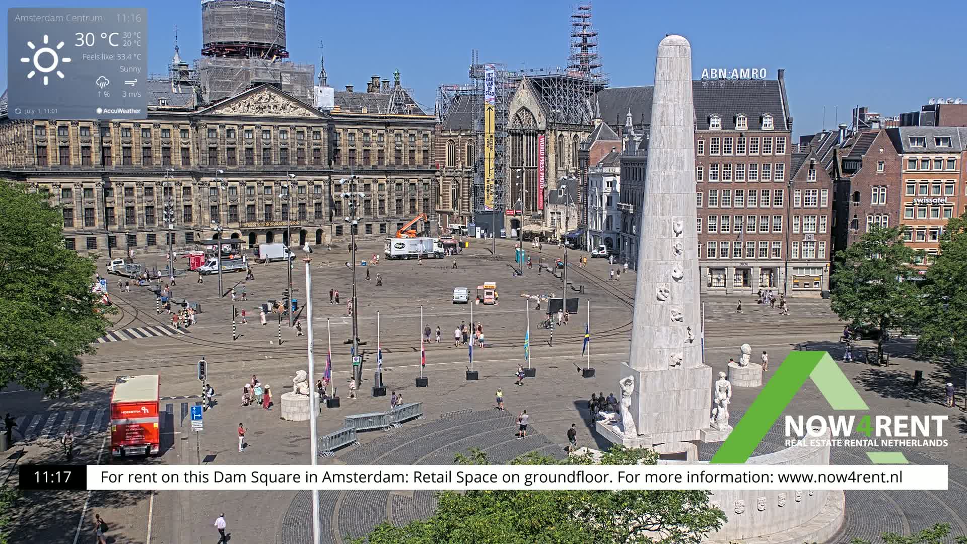 Amsterdam De Dam Square Live Cam - North Holland, Netherlands