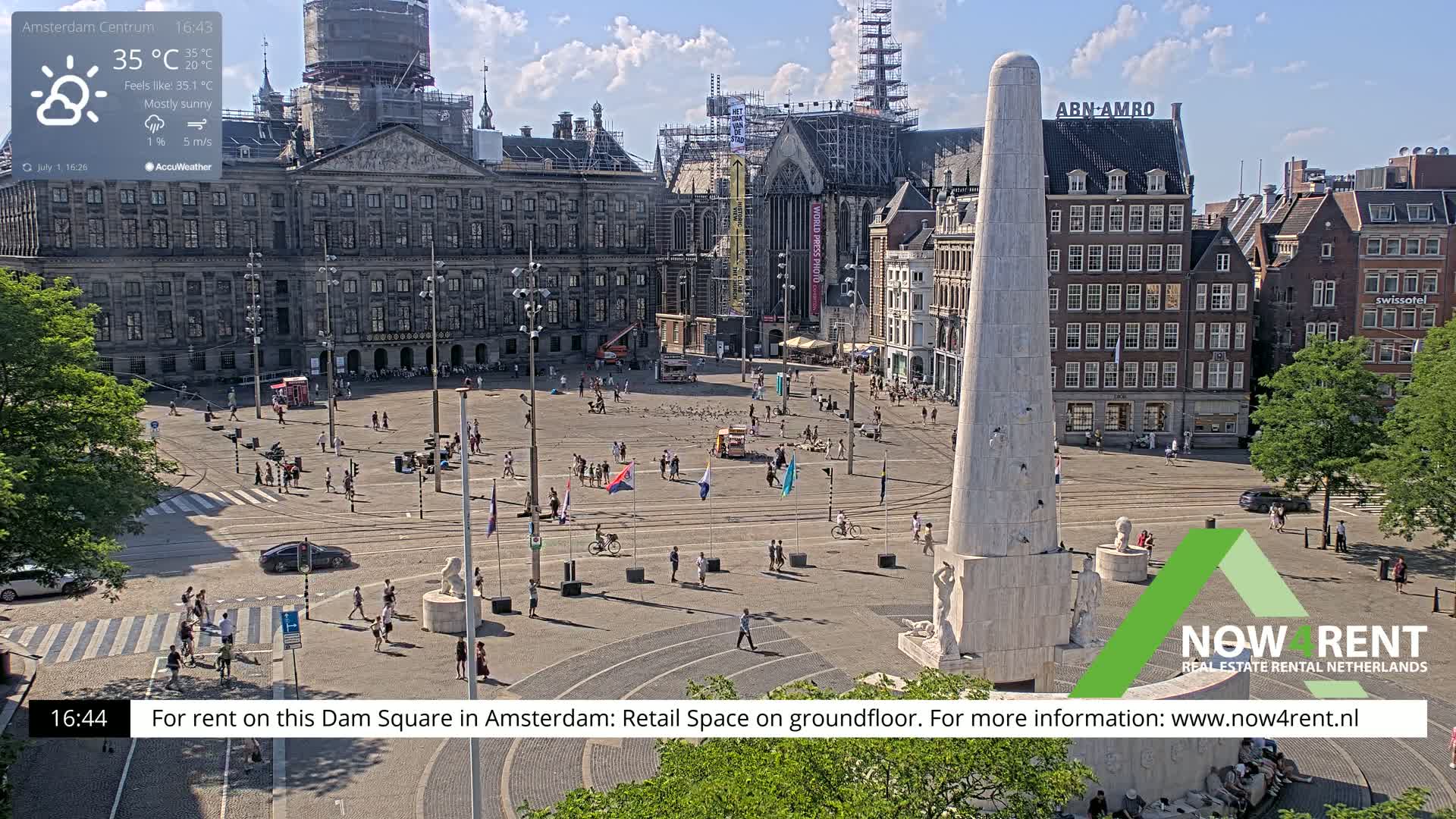Amsterdam De Dam Square Live Cam - North Holland, Netherlands