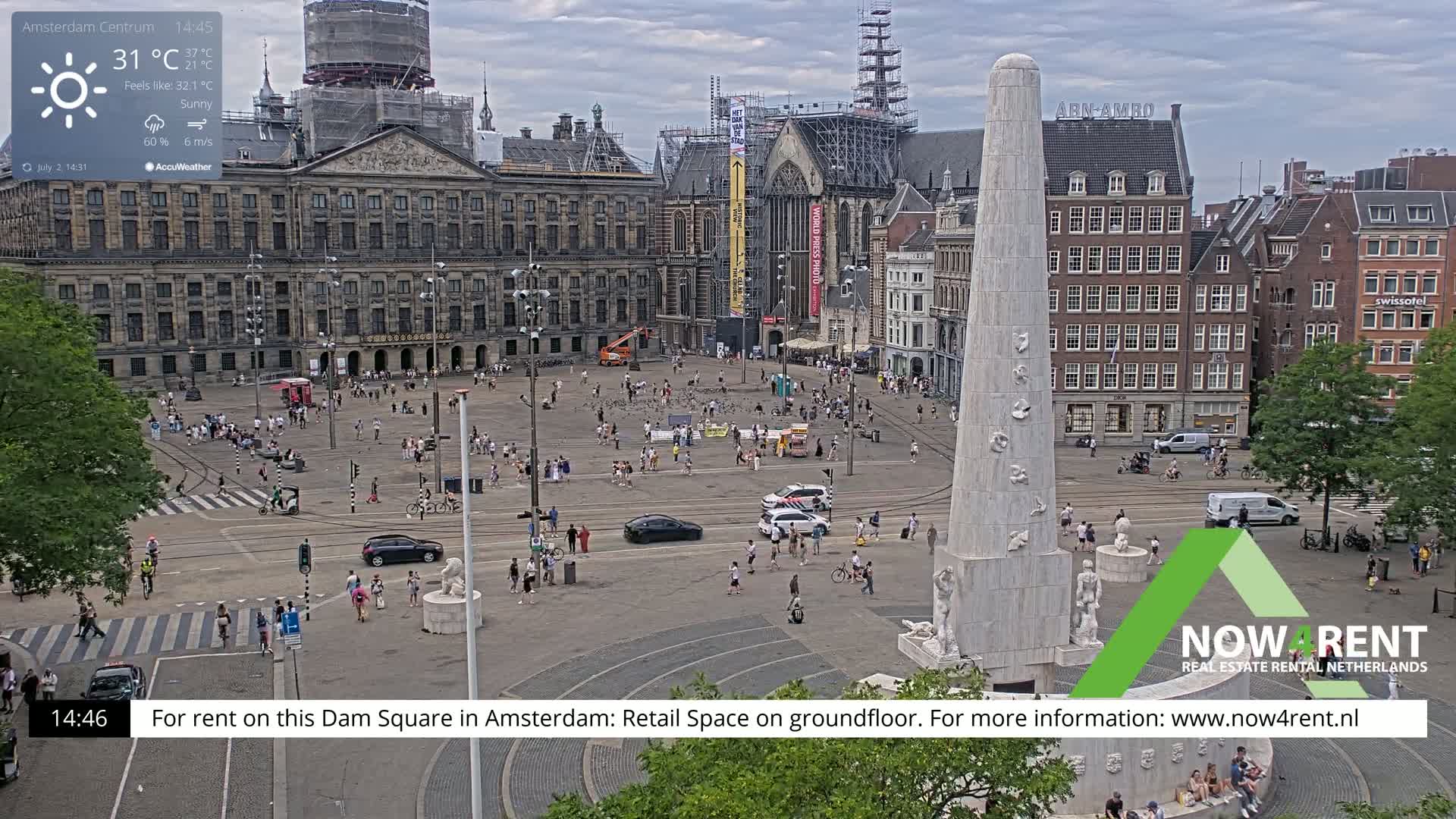 Amsterdam De Dam Square Live Cam - North Holland, Netherlands