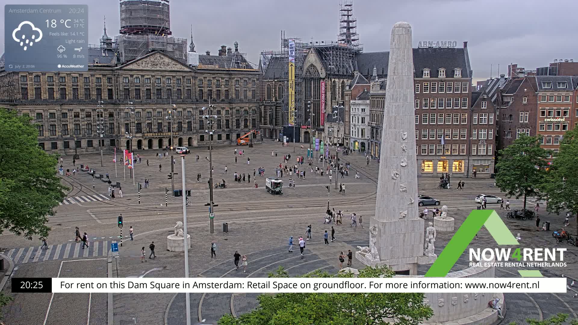 Amsterdam De Dam Square Live Cam - North Holland, Netherlands