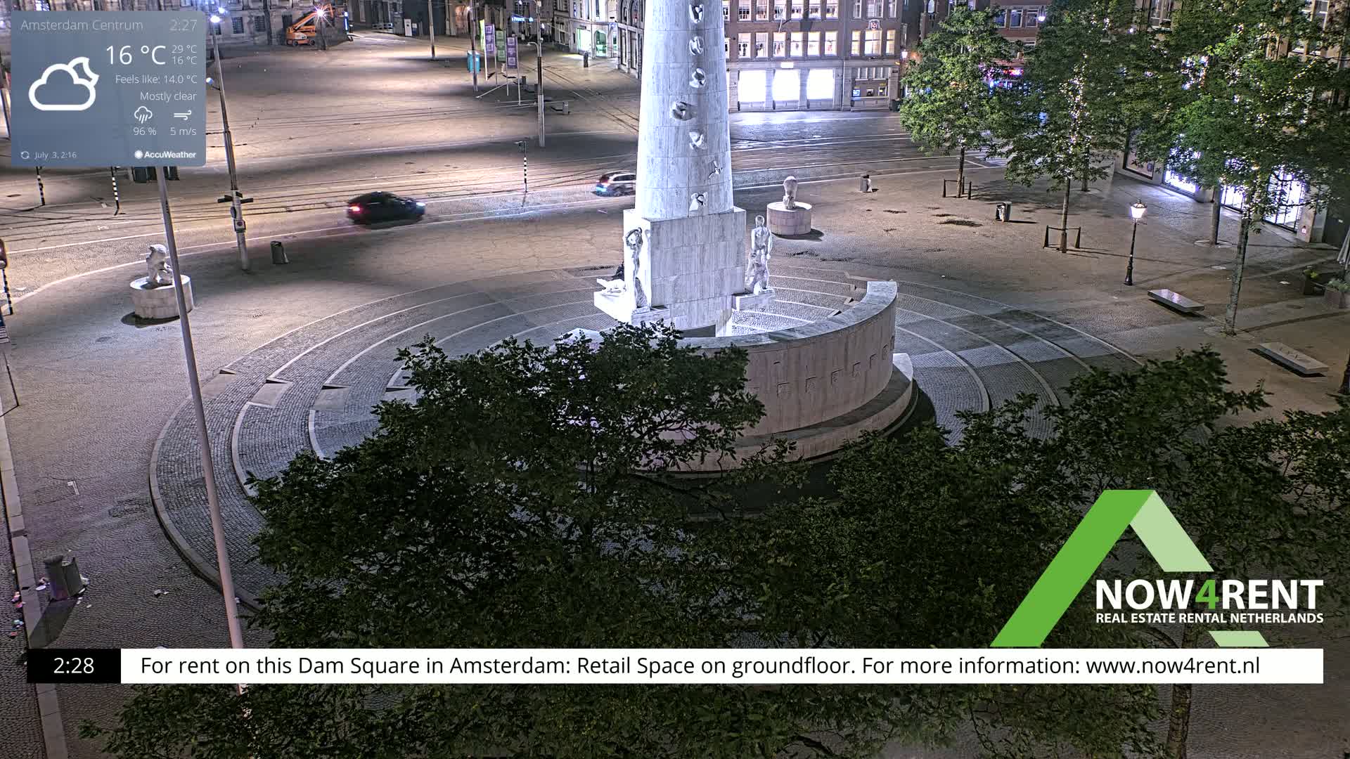 Amsterdam De Dam Square Live Cam - North Holland, Netherlands